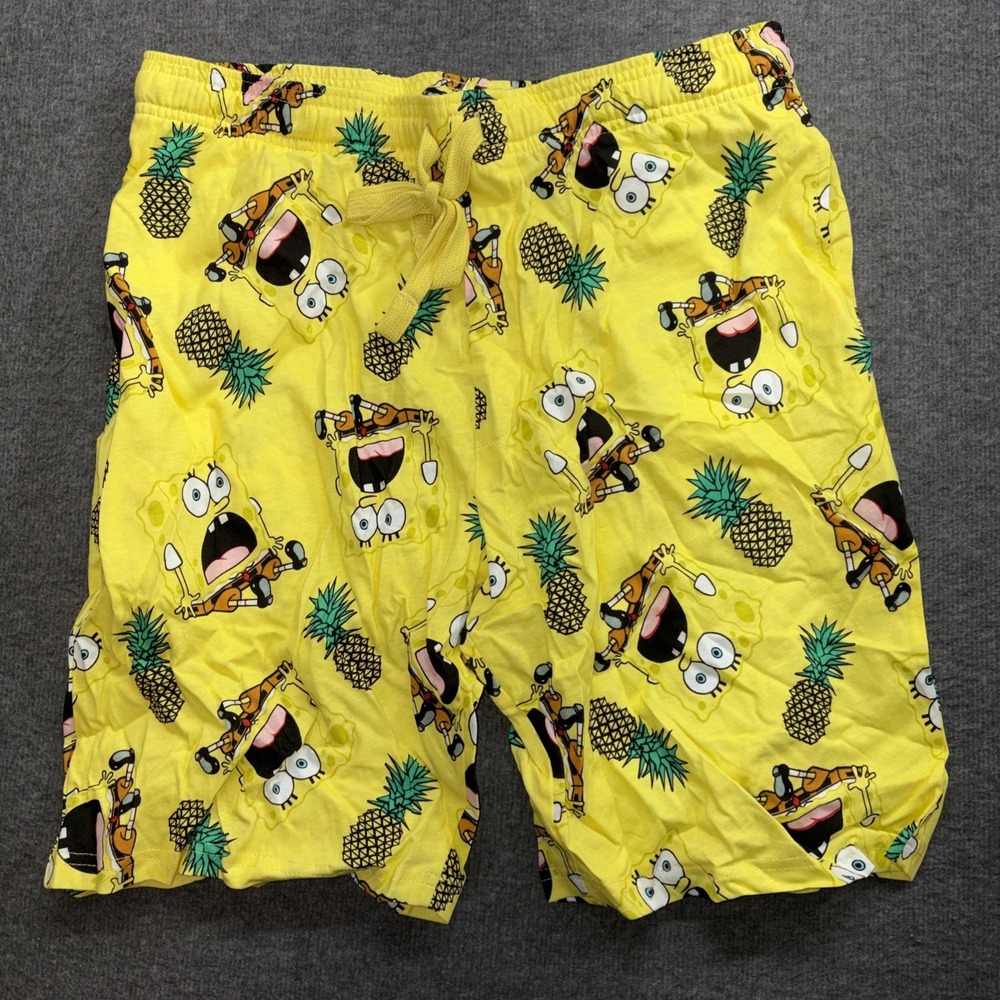 Spongebob Squarepants Sleep Shorts Size Medium Yellow‎ Pineapple